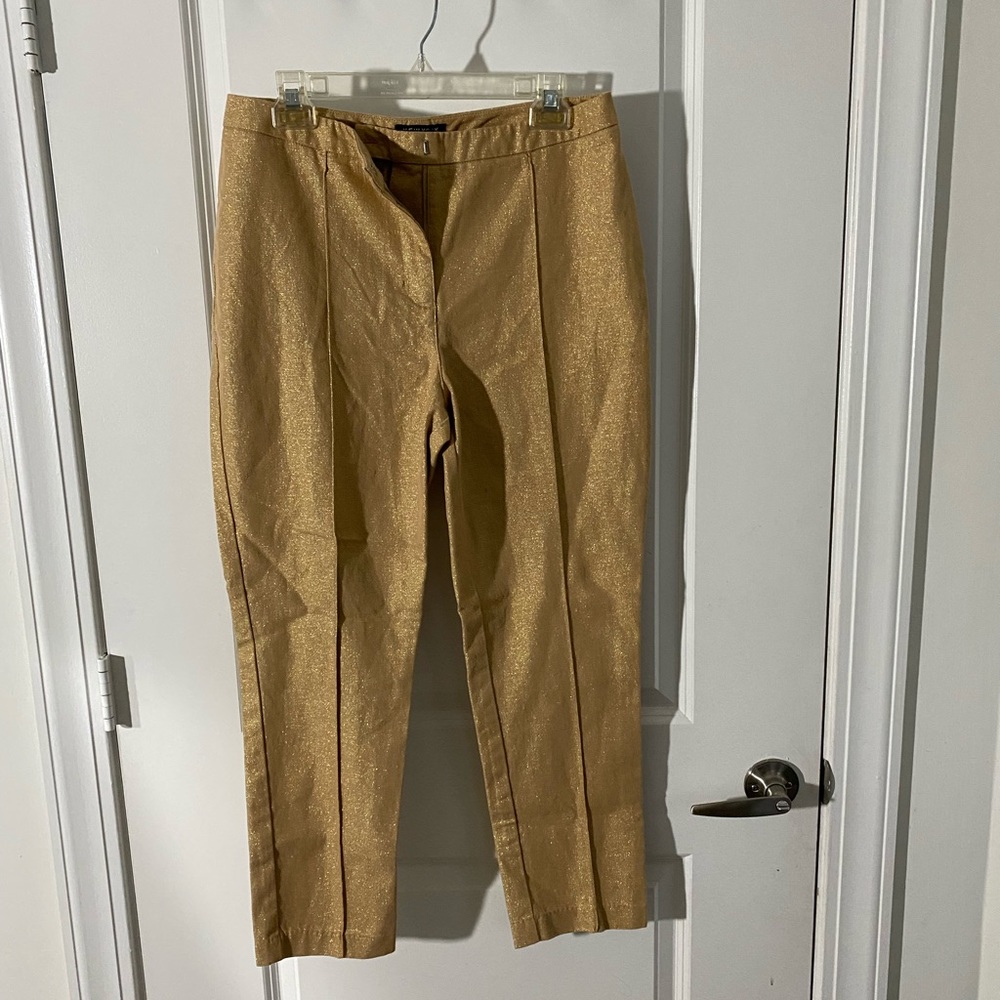 Gold shimmer cropped dress pants